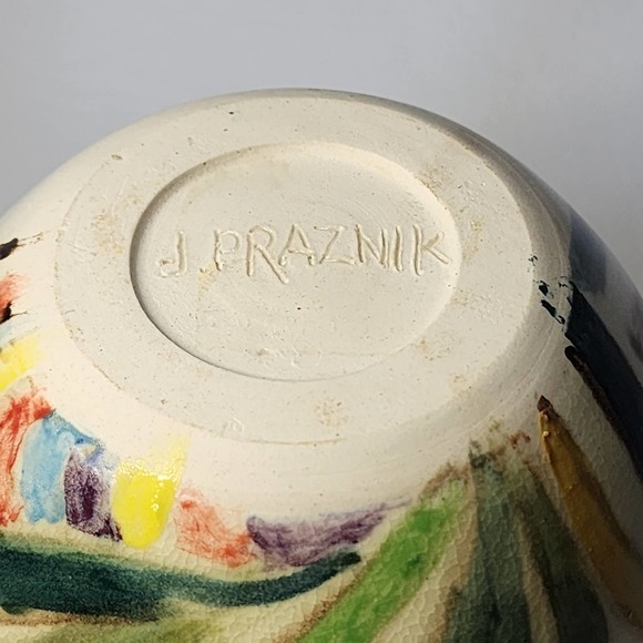 Studio Art Pottery Hand Painted Abstract Floral Design Urn Canister Ginger Jar - Picture 5 of 15